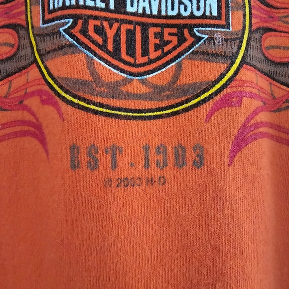 2003 Harley Davidson T-Shirt (w/flames) - *Myrtle Beach, SC* (Back side) - Picture 3 of 11